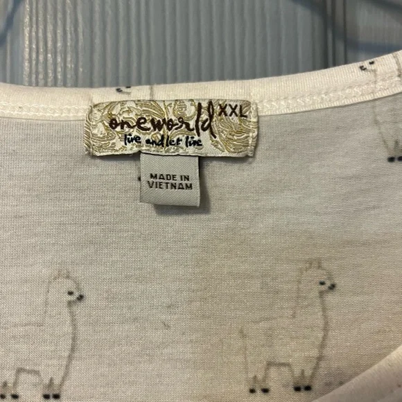 ONE WORLD Cream and Red Relaxed Graphic Tee - Picture 3 of 3